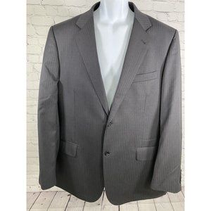 Baroni Couture Wool Super 100’s Black Stripe 2 Button Coat Blazer Jacket 48L